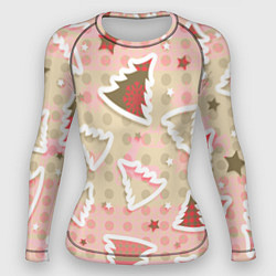 Женский рашгард Розовые узоры ёлки