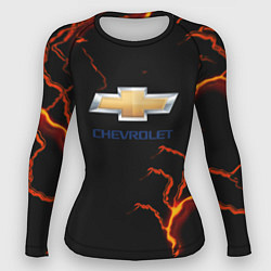 Рашгард женский Chevrolet лого шторм, цвет: 3D-принт