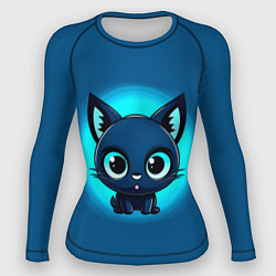Рашгард женский Котёнок на синем, цвет: 3D-принт