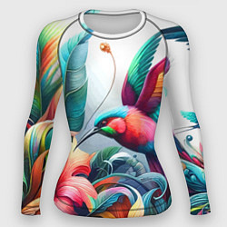 Рашгард женский Райская птица - тропики, цвет: 3D-принт