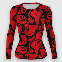 Рашгард женский Красные смайлы, цвет: 3D-принт