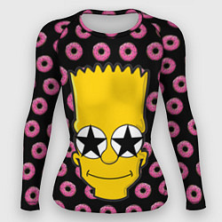 Рашгард женский Барт Симпсон на фоне пончиков, цвет: 3D-принт