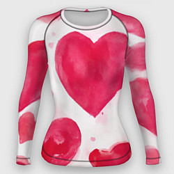 Женский рашгард Акварельные красные сердечки