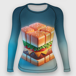 Женский рашгард Абстрактный гамбургер в форме куба