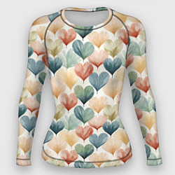 Рашгард женский Разноцветные нарисованные сердечки, цвет: 3D-принт