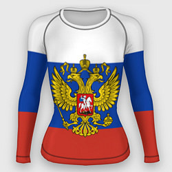 Рашгард женский Флаг России с гербом, цвет: 3D-принт