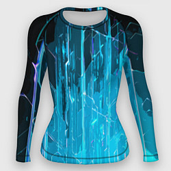 Рашгард женский Белые линии на синем фоне, цвет: 3D-принт
