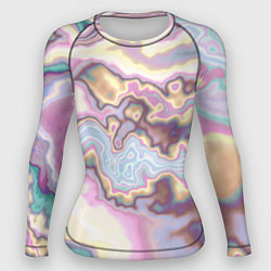 Рашгард женский Мрамор розово-голубой, цвет: 3D-принт