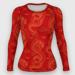 Рашгард женский Красный - дракон, цвет: 3D-принт