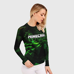 Рашгард женский Minecraft logo зеленые кубики, цвет: 3D-принт — фото 2