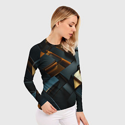 Рашгард женский Черные и золотые слитки, цвет: 3D-принт — фото 2