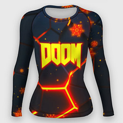 Рашгард женский Doom плиты лого в огне, цвет: 3D-принт
