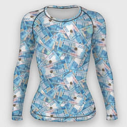 Рашгард женский Деньги - купюры в 2 тысячи рублей, цвет: 3D-принт