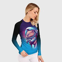Рашгард женский Капибара бравый космонавт - нейросеть, цвет: 3D-принт — фото 2