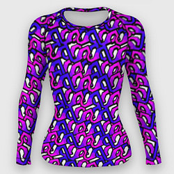 Рашгард женский Фиолетовый узор и чёрная обводка, цвет: 3D-принт