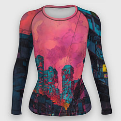 Рашгард женский Абстрактный город в неоновых цветах, цвет: 3D-принт