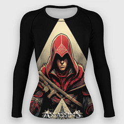Рашгард женский Assassins creed темный капюшон, цвет: 3D-принт