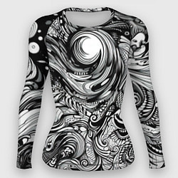 Рашгард женский Черные и белые абстрактные узоры, цвет: 3D-принт