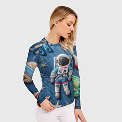 Рашгард женский Космонавт - вышивка по джинсе нейросеть, цвет: 3D-принт — фото 2