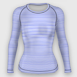 Рашгард женский Белый в тонкую синюю полоску, цвет: 3D-принт