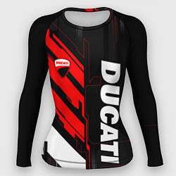 Рашгард женский Ducati - красный технологический, цвет: 3D-принт