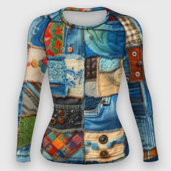 Рашгард женский Vanguard denim patchwork - ai art, цвет: 3D-принт