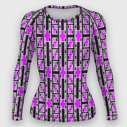 Рашгард женский Розовые и чёрные кирпичики на чёрном фоне, цвет: 3D-принт