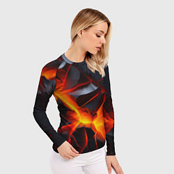 Рашгард женский Камни в разломе красный свет, цвет: 3D-принт — фото 2