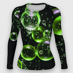 Рашгард женский Зеленые пузыри на черном, цвет: 3D-принт