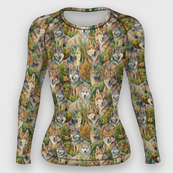 Рашгард женский Паттерн волчьих морд, цвет: 3D-принт