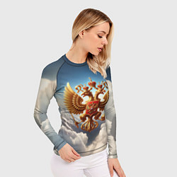 Рашгард женский Герб России в облаках, цвет: 3D-принт — фото 2