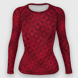 Рашгард женский Тёмно-красный однотонный текстурированный, цвет: 3D-принт
