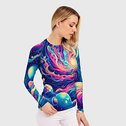 Рашгард женский Разноцветный бескрайний космос - нейросеть, цвет: 3D-принт — фото 2