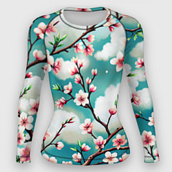 Рашгард женский Цветущие ветки японской сакуры, цвет: 3D-принт