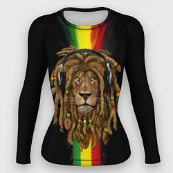 Рашгард женский Лев с дредами в наушниках, цвет: 3D-принт