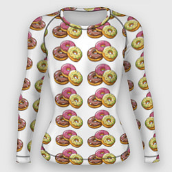 Рашгард женский Пончики-фастфуд паттерн, цвет: 3D-принт