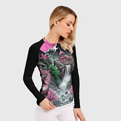Рашгард женский Японские горы и водопад, цвет: 3D-принт — фото 2