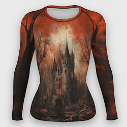 Рашгард женский Замок в осеннем лесу, цвет: 3D-принт
