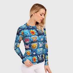 Рашгард женский Пэчворк с кроликами, цвет: 3D-принт — фото 2