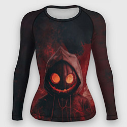 Рашгард женский Тыквенный Джек в багровых тонах, цвет: 3D-принт