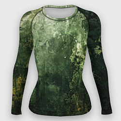 Рашгард женский Зеленый камуфляж с эффектом старины, цвет: 3D-принт