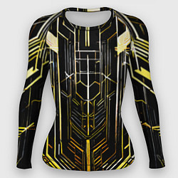 Рашгард женский Gold lines on a black background, цвет: 3D-принт
