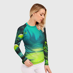 Рашгард женский Зелёная кислотная абстракция, цвет: 3D-принт — фото 2