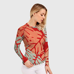 Рашгард женский Отпечатки монстеры на красном, цвет: 3D-принт — фото 2