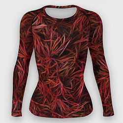 Рашгард женский Красная трава на чёрном фоне, цвет: 3D-принт