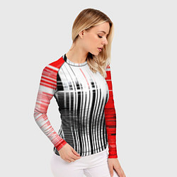 Рашгард женский Красно-чёрный гранж на белом фоне, цвет: 3D-принт — фото 2