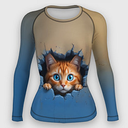 Рашгард женский Выглядывающий котенок, цвет: 3D-принт
