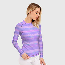 Рашгард женский Нежный сиреневый полосатый, цвет: 3D-принт — фото 2