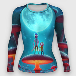 Рашгард женский Рик и Морти в стране неоновых гигантских грибов, цвет: 3D-принт