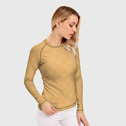 Рашгард женский Песочный жёлто-бежевый однотонный текстура лоскуты, цвет: 3D-принт — фото 2